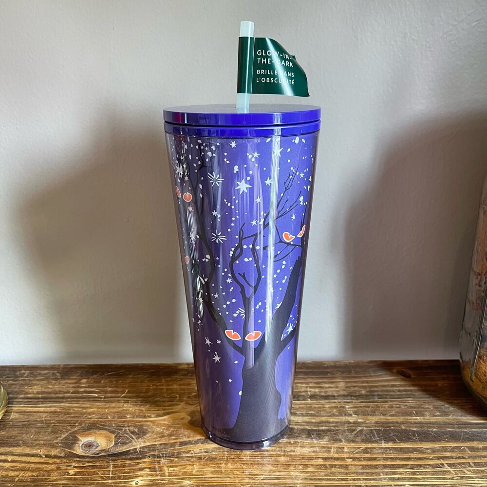 NWT Starbucks Halloween 2022 Glow In The Dark 24oz Venti Tumbler Purple